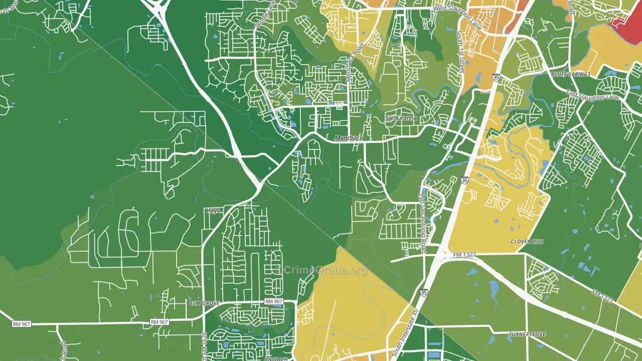Manchaca, TX Map of Vandalism Rates