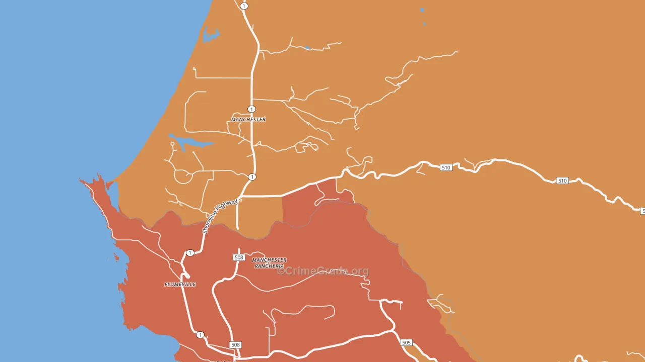 Manchester, CA Map of Vandalism Rates