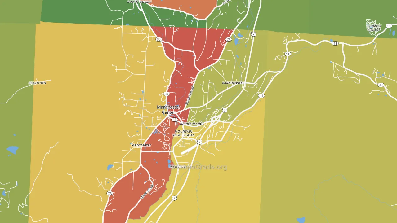 Manchester Center, VT Map of Vandalism Rates