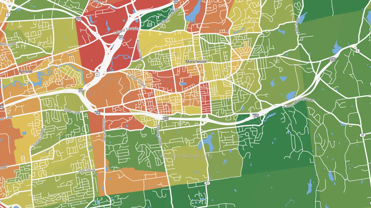 Manchester, CT Map of Vandalism Rates