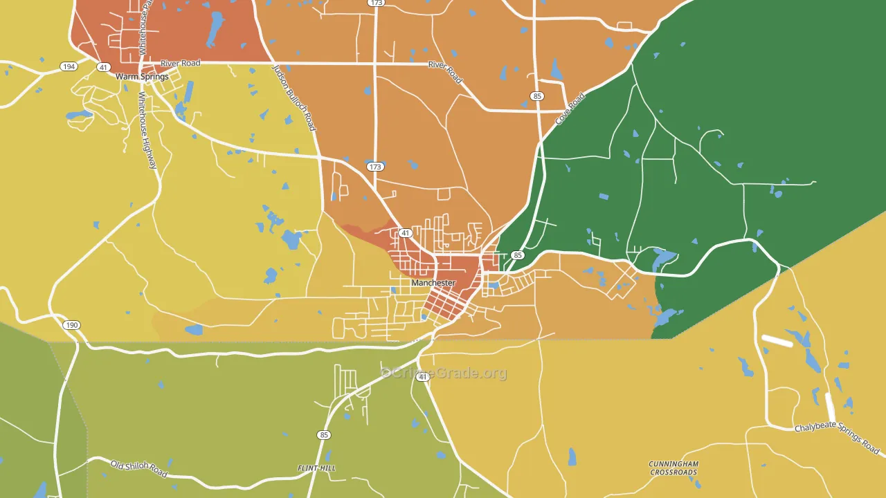 Manchester, GA Map of Vandalism Rates