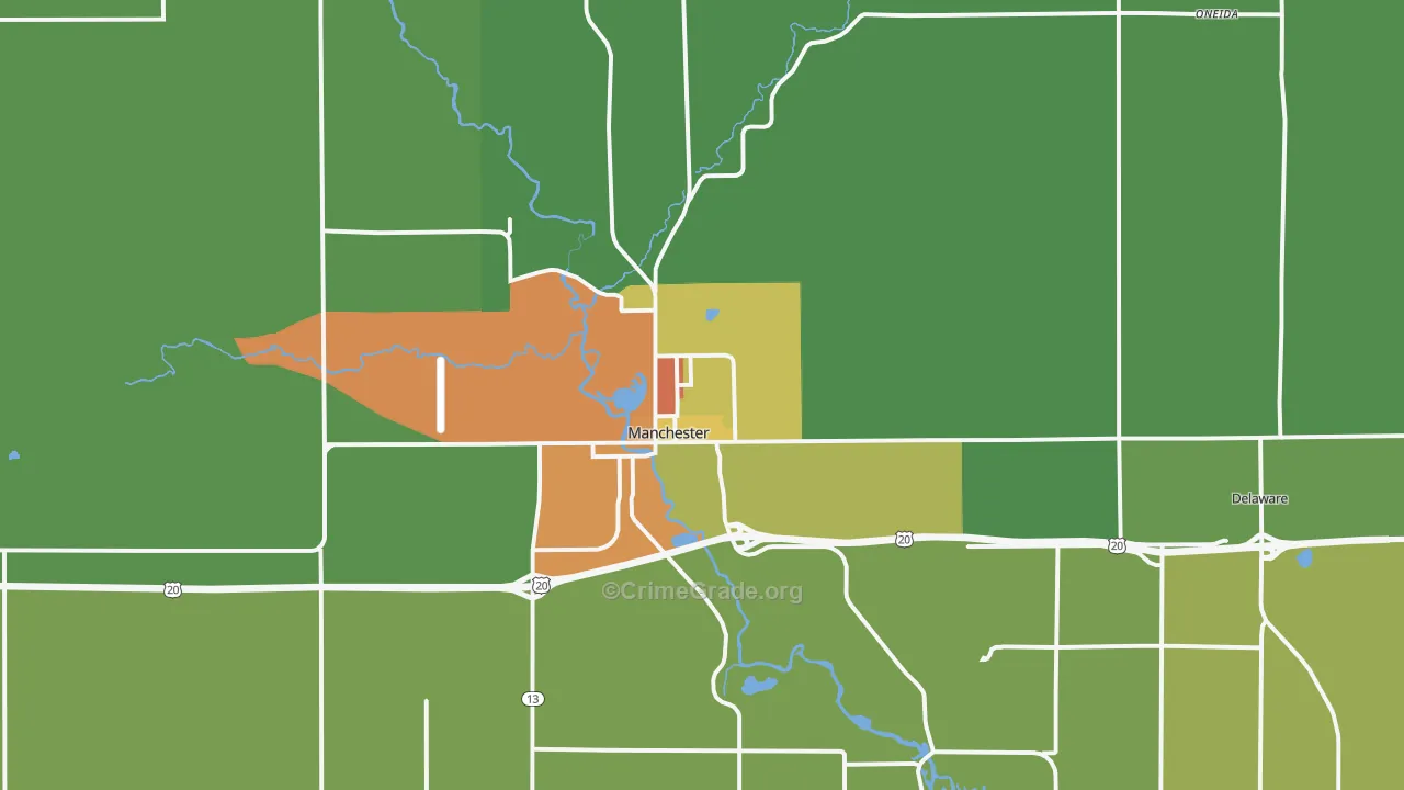 Manchester, IA Map of Vandalism Rates