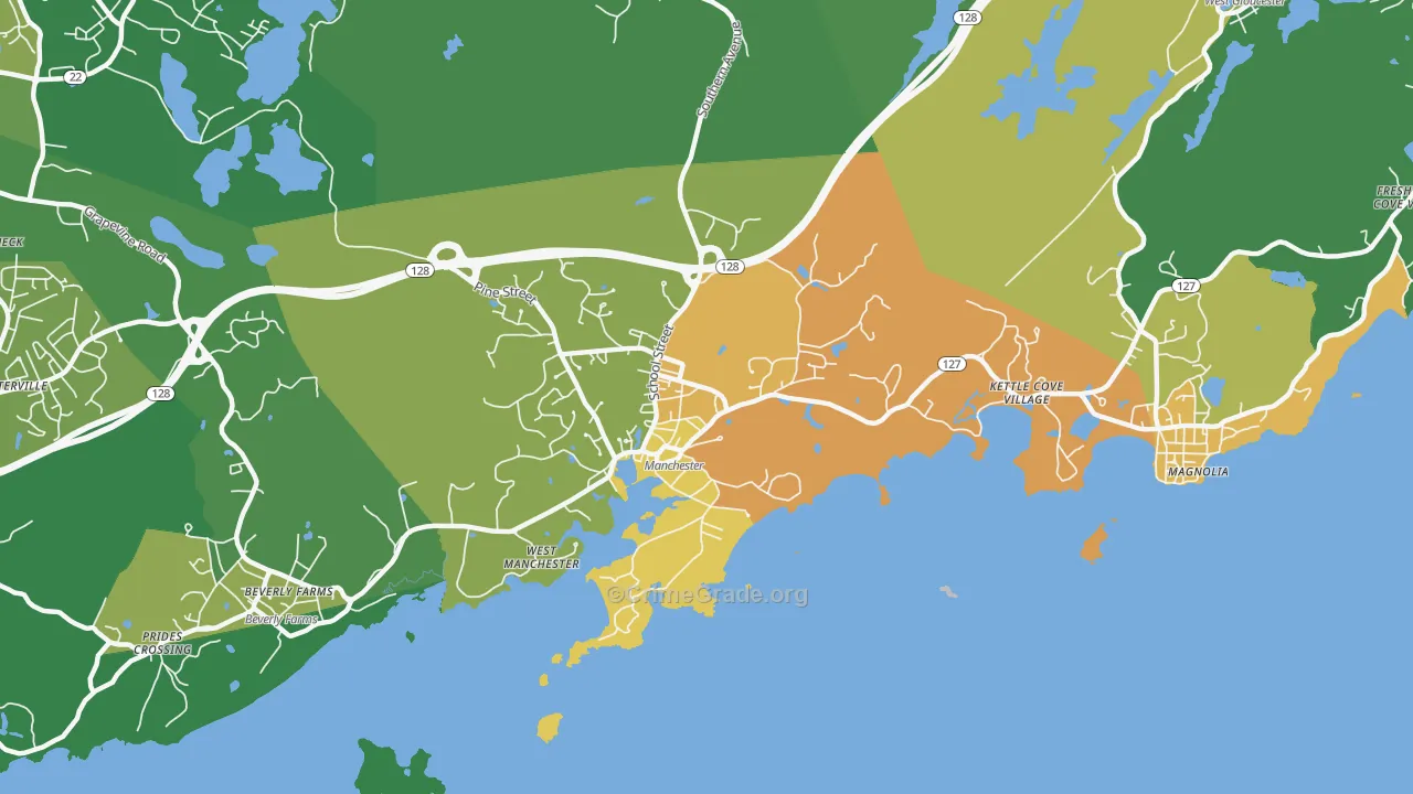 Manchester, MA Map of Vandalism Rates