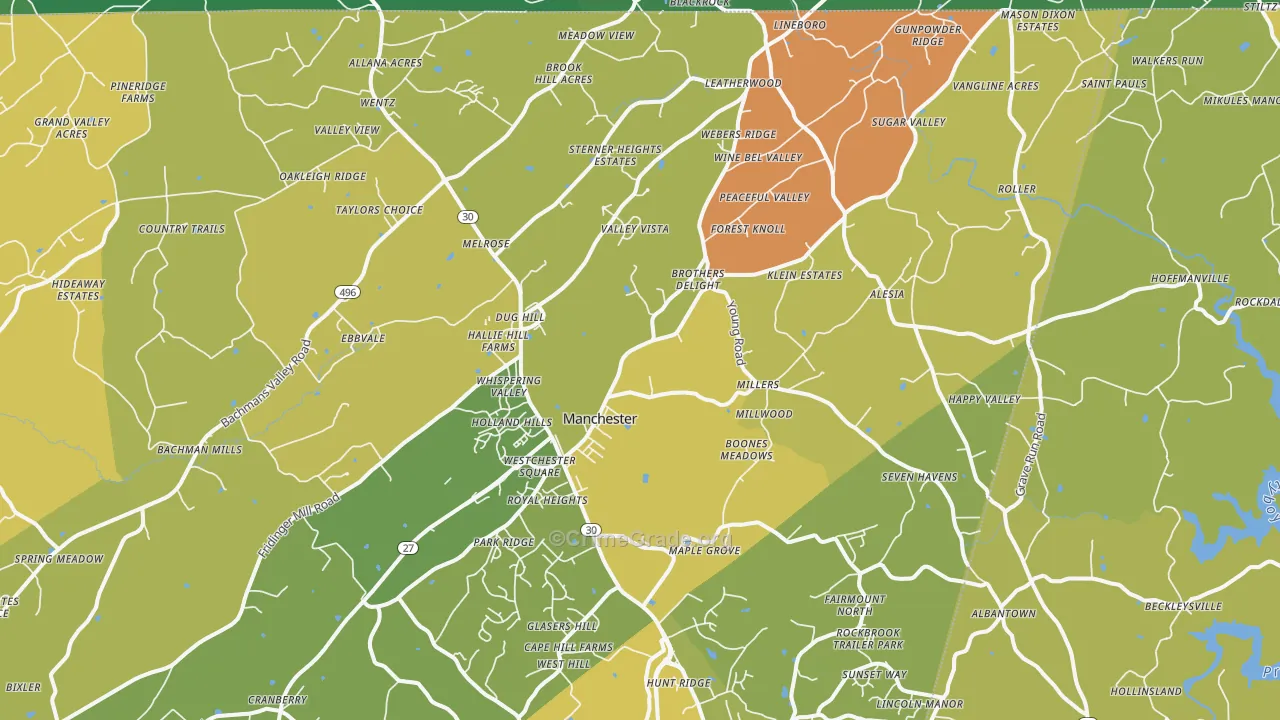 Manchester, MD Map of Vandalism Rates