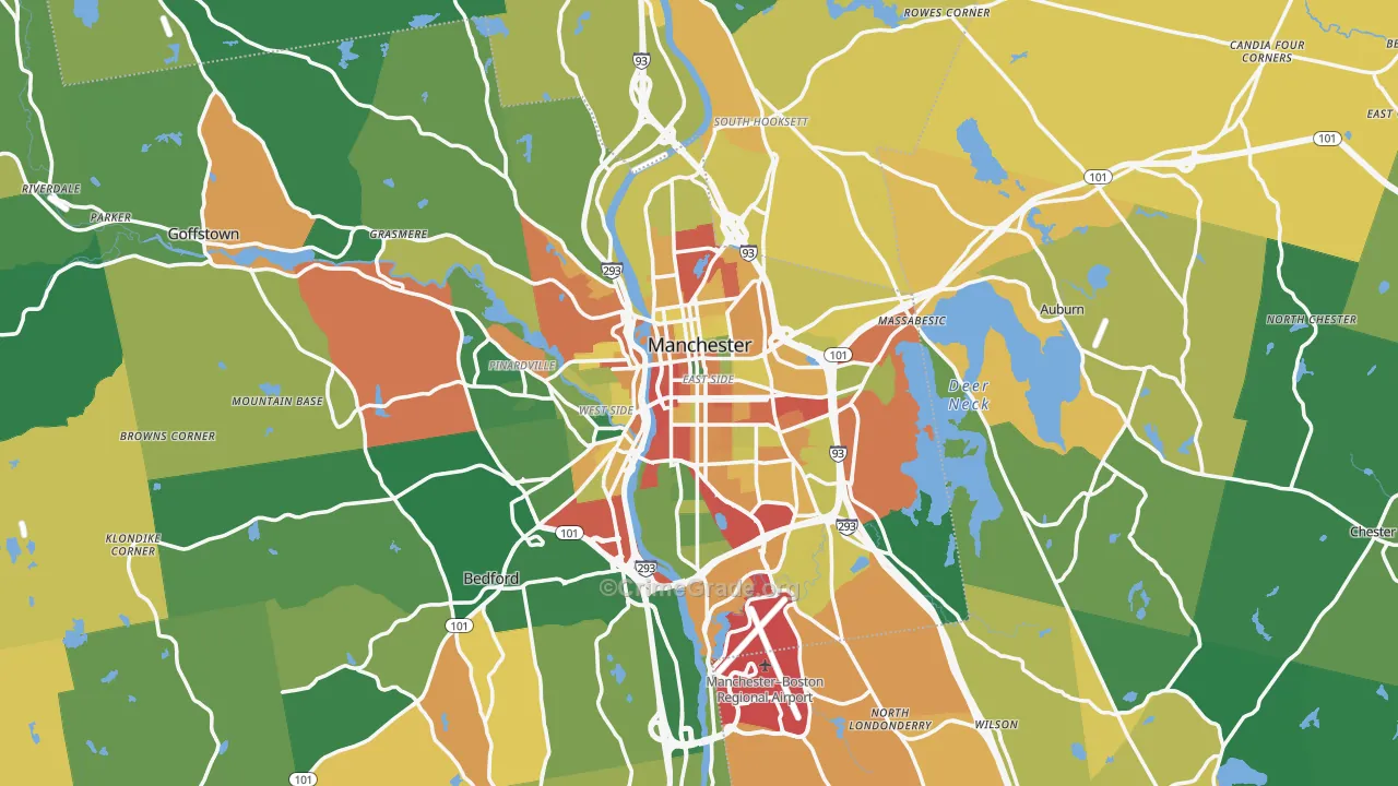 Manchester, NH Map of Vandalism Rates
