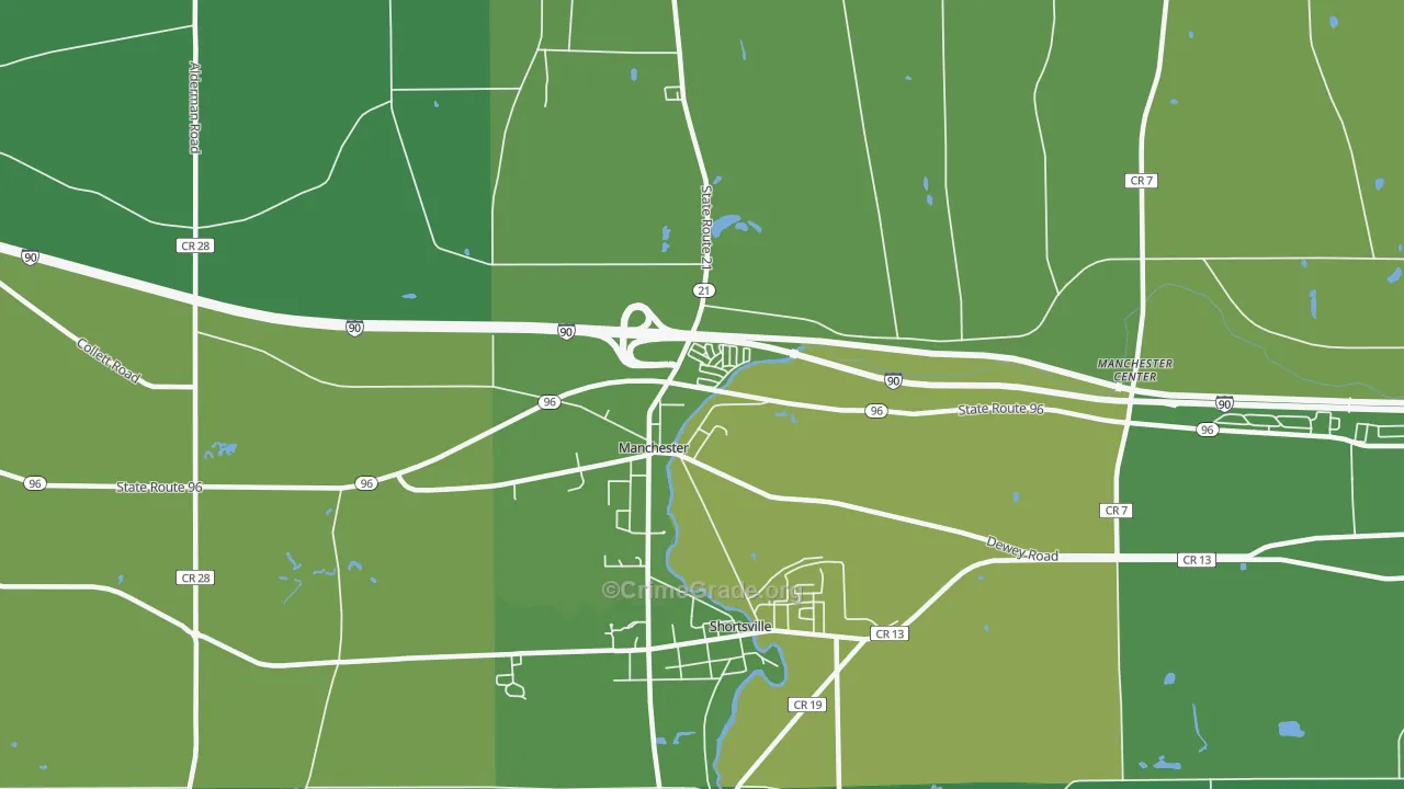 Manchester, NY Map of Vandalism Rates