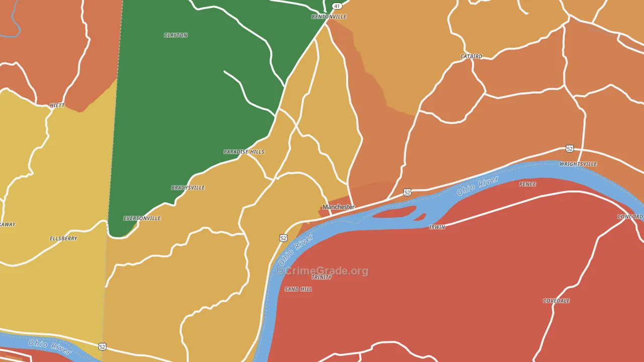 Manchester, OH Map of Vandalism Rates