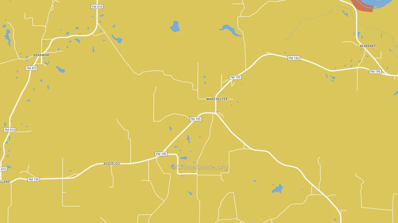 Manchester, TX Map of Vandalism Rates