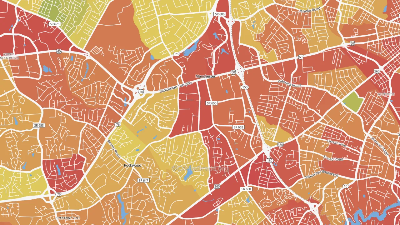Manchester, VA Map of Vandalism Rates