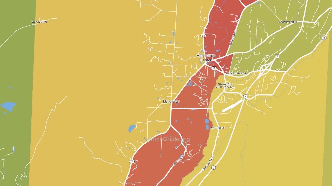 Manchester, VT Map of Vandalism Rates