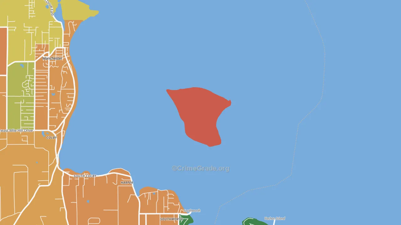 Manchester, WA Map of Vandalism Rates