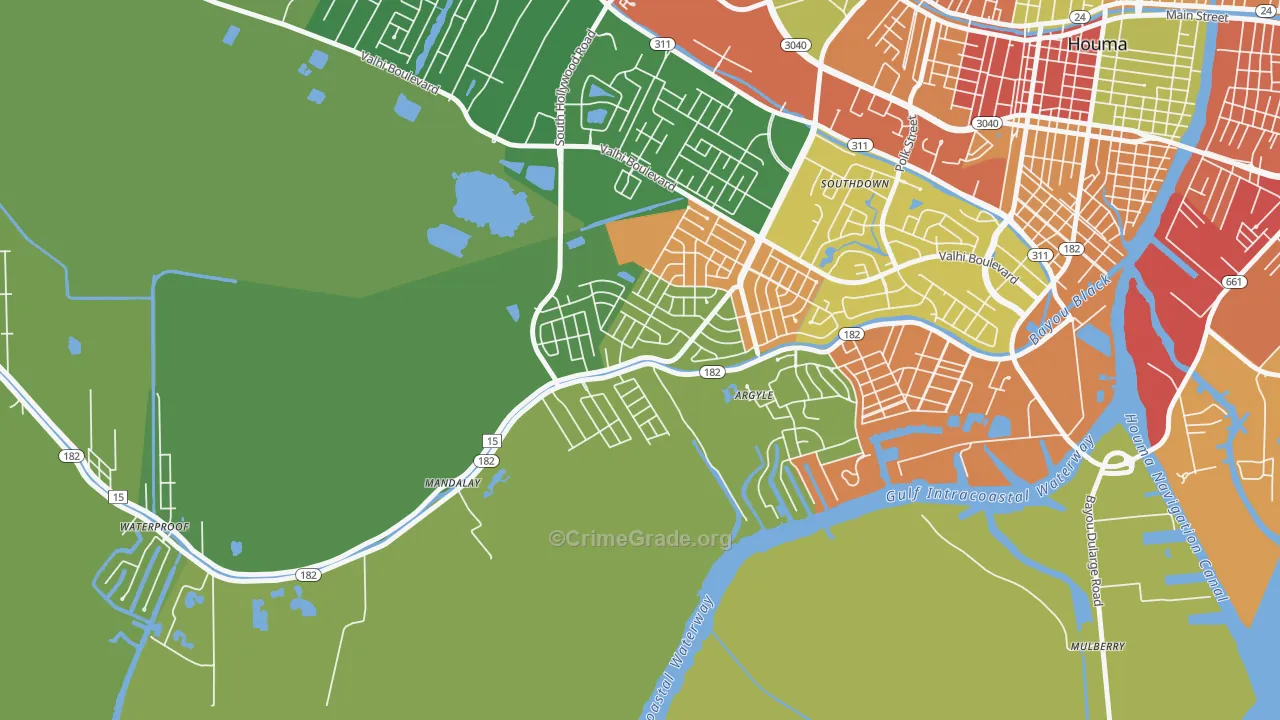 Mandalay, LA Map of Vandalism Rates