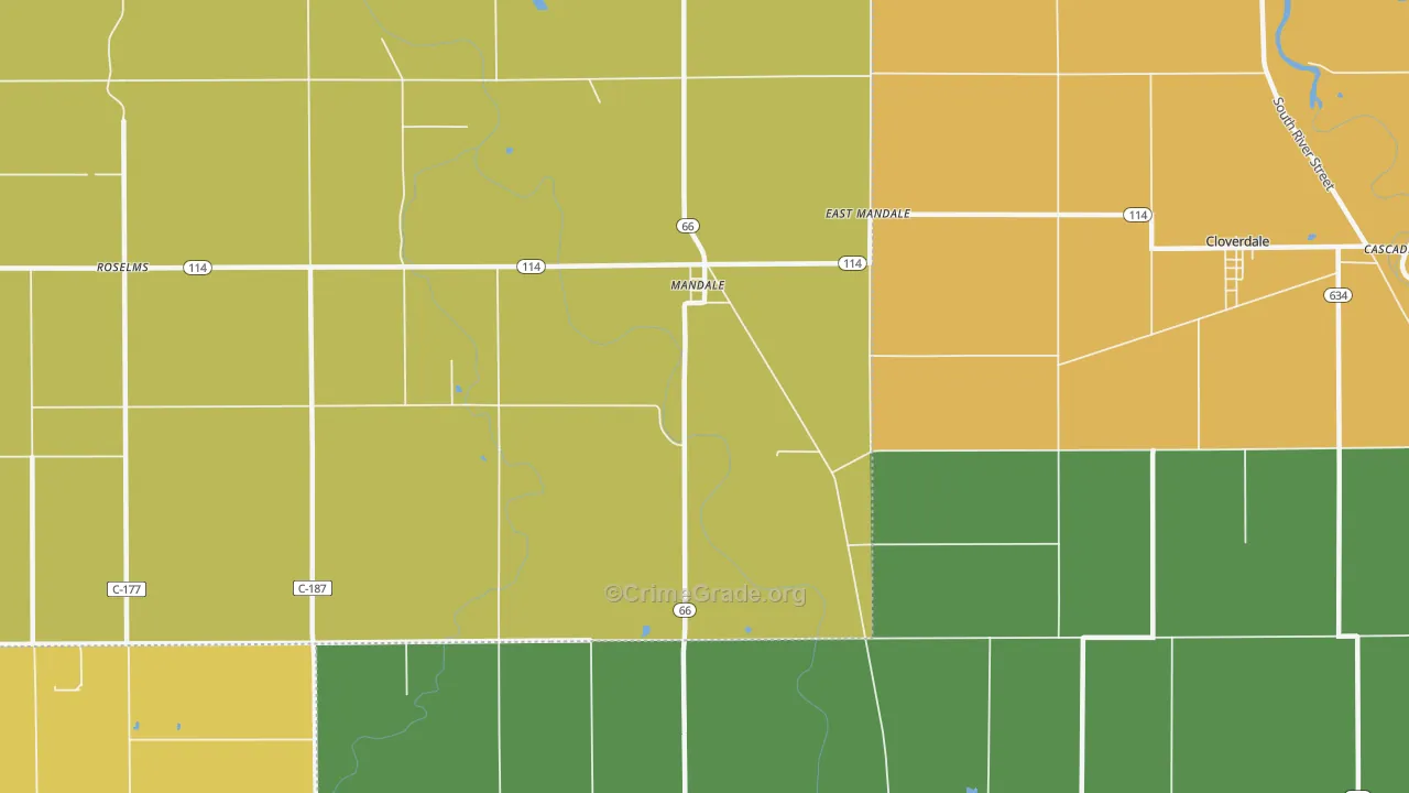 Mandale, OH Map of Vandalism Rates
