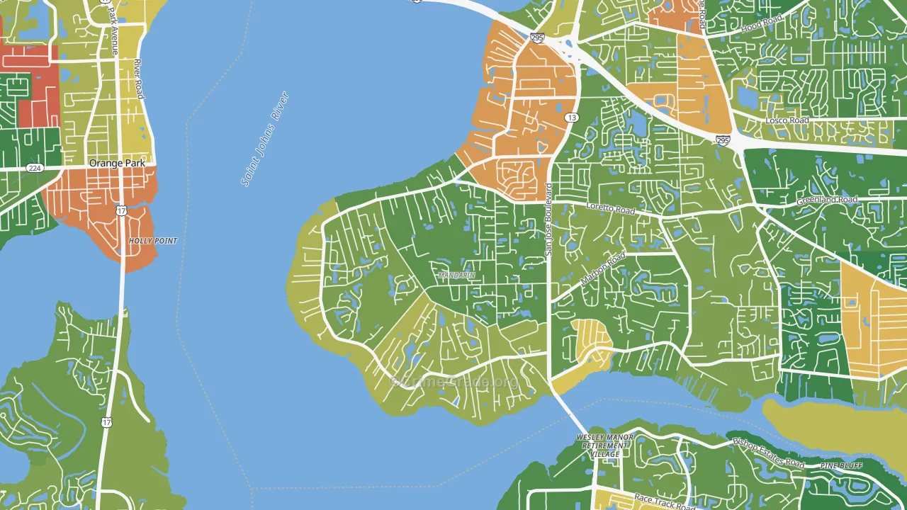 Mandarin, Jacksonville, FL Map of Vandalism Rates