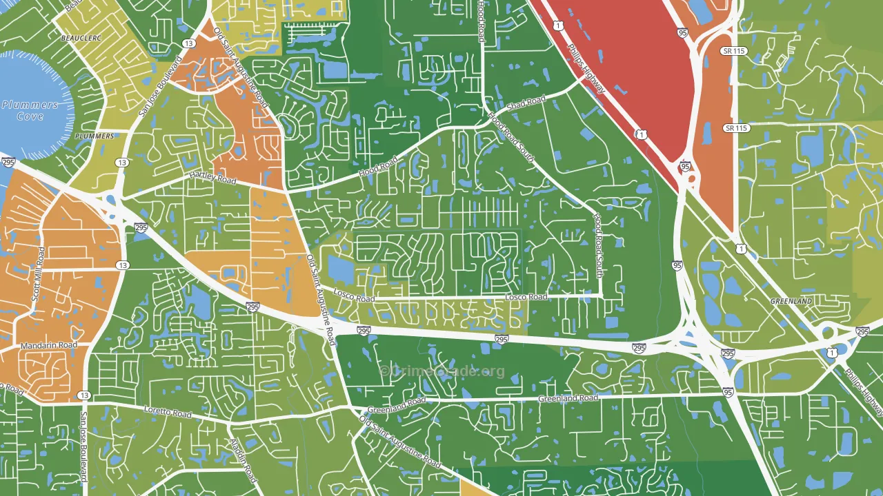 Mandarin Station-Losco, Jacksonville, FL Map of Vandalism Rates