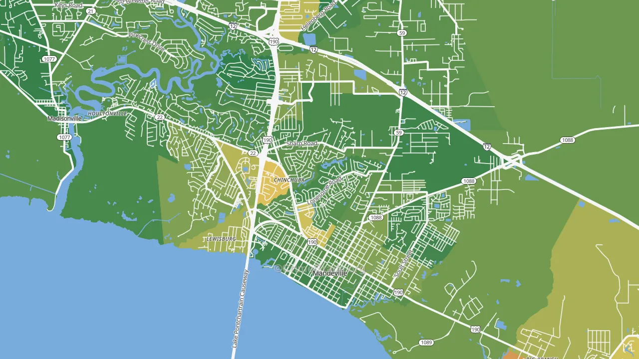Mandeville, LA Map of Vandalism Rates