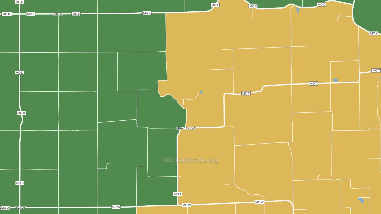 Mandeville, MO Map of Vandalism Rates