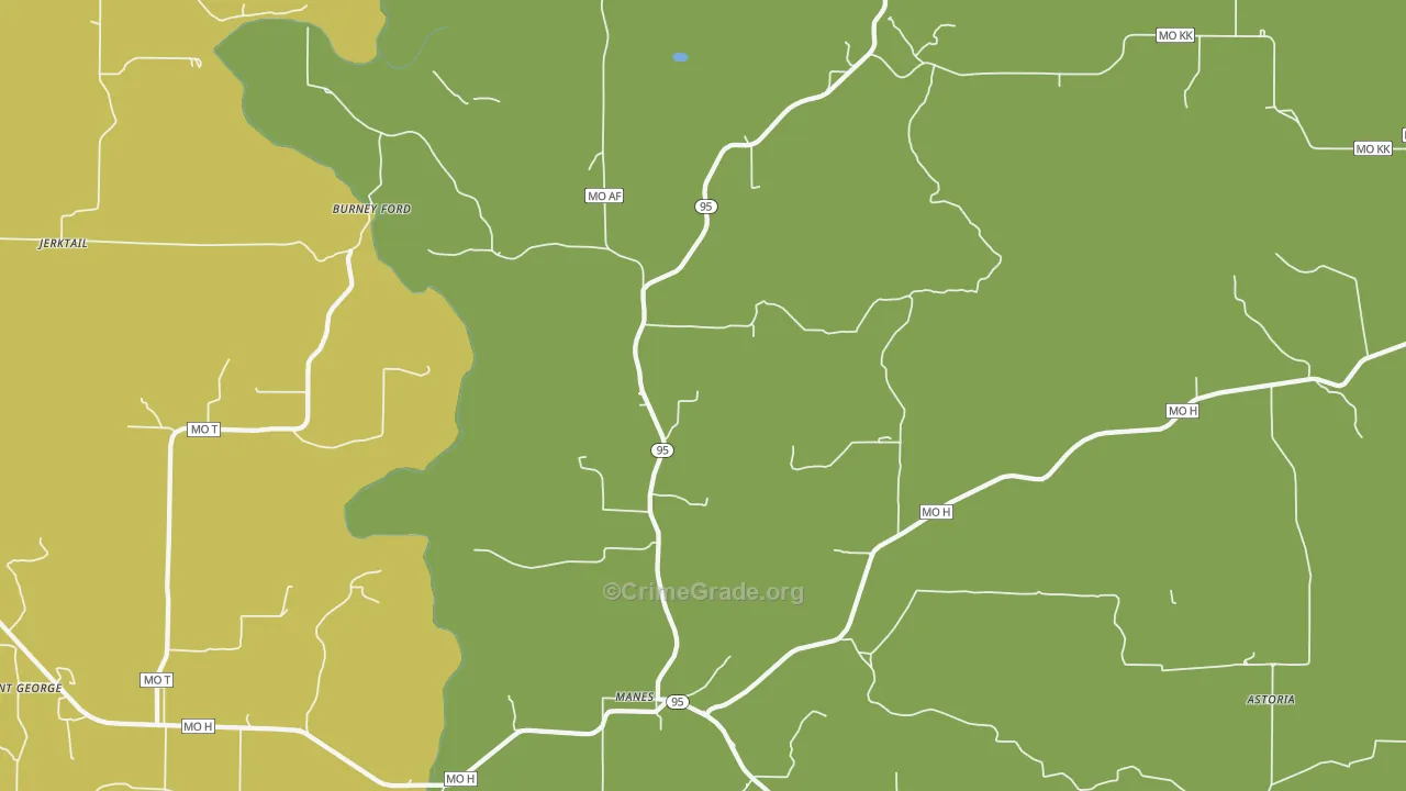 Manes, MO Map of Vandalism Rates