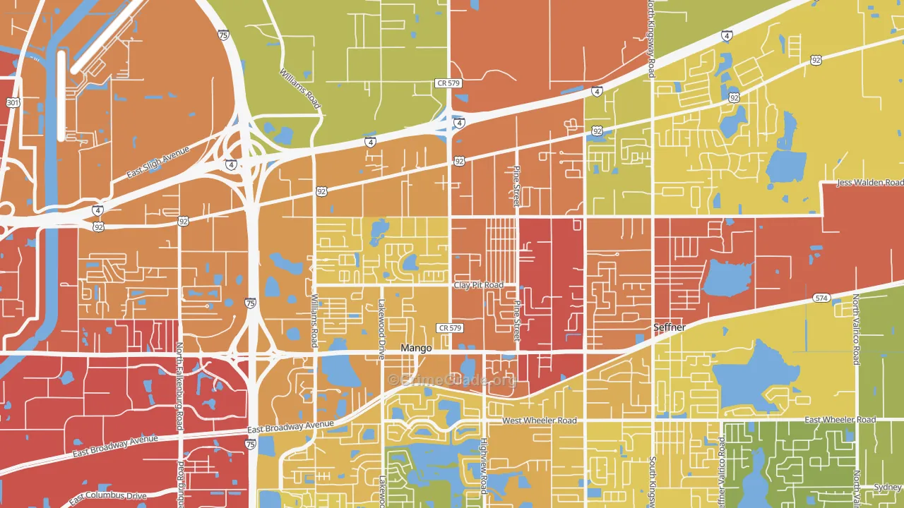 Mango, FL Map of Vandalism Rates