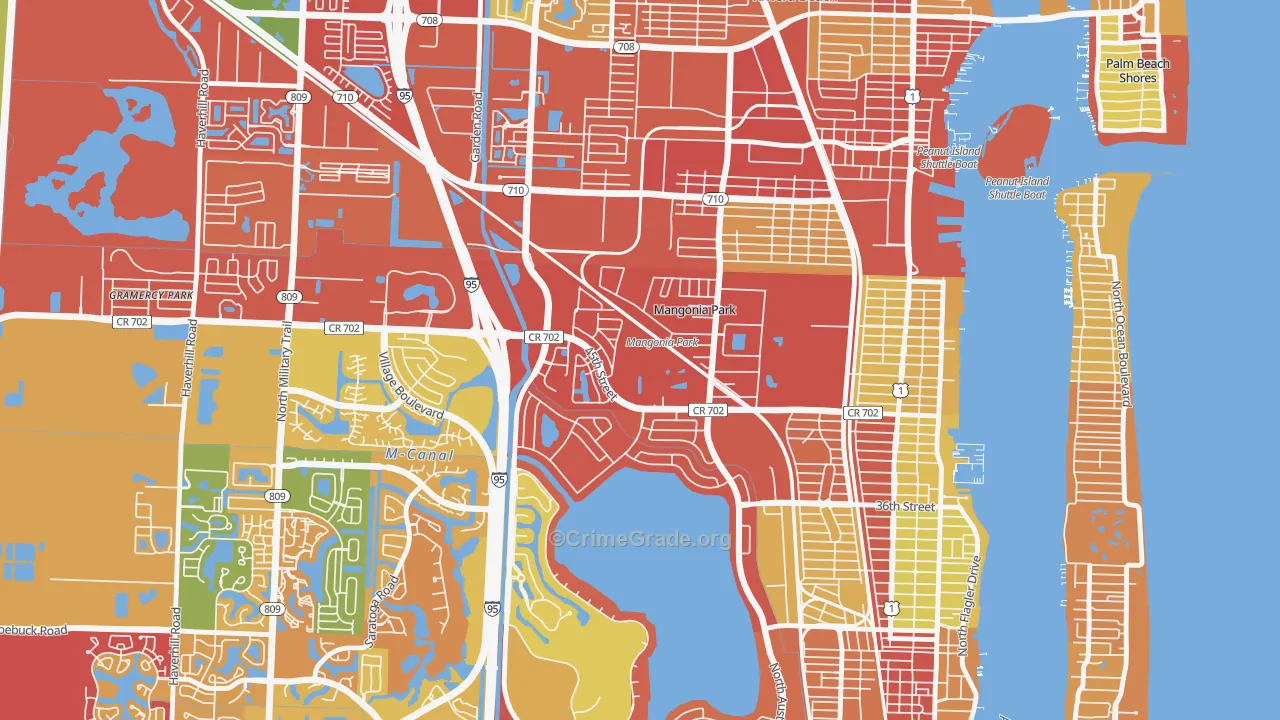 Mangonia Park, FL Map of Vandalism Rates