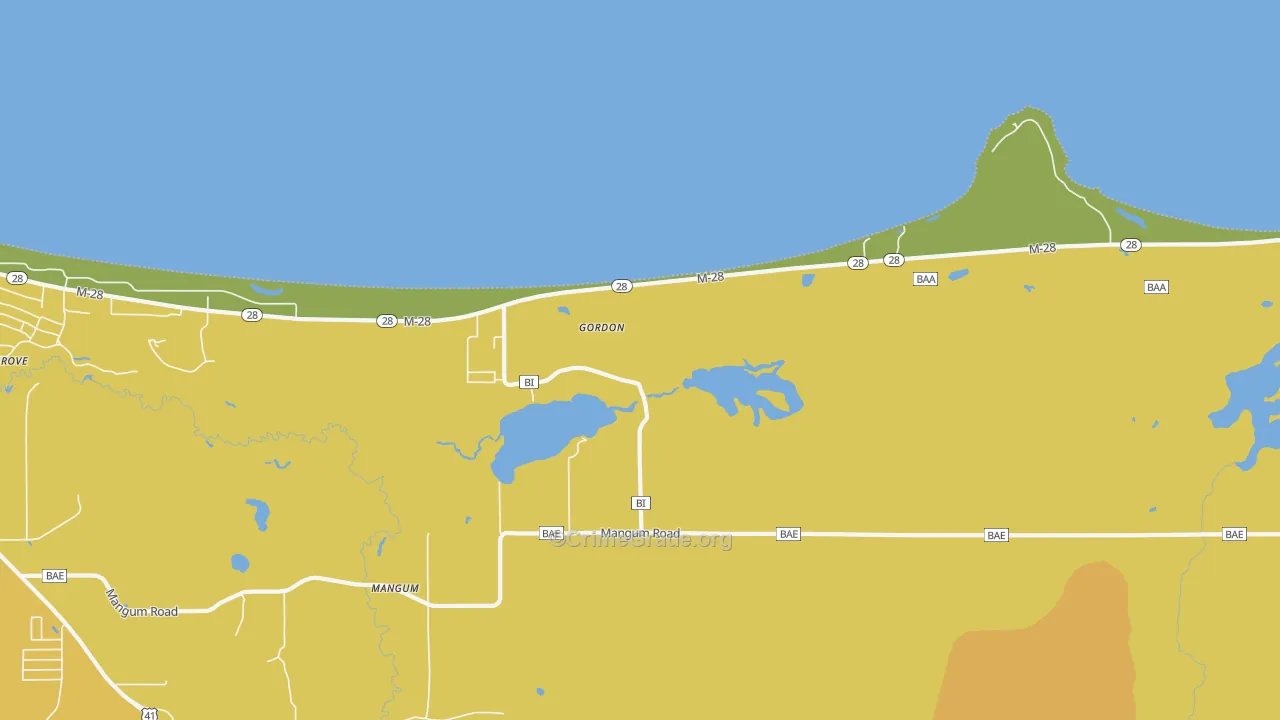 Mangum, MI Map of Vandalism Rates