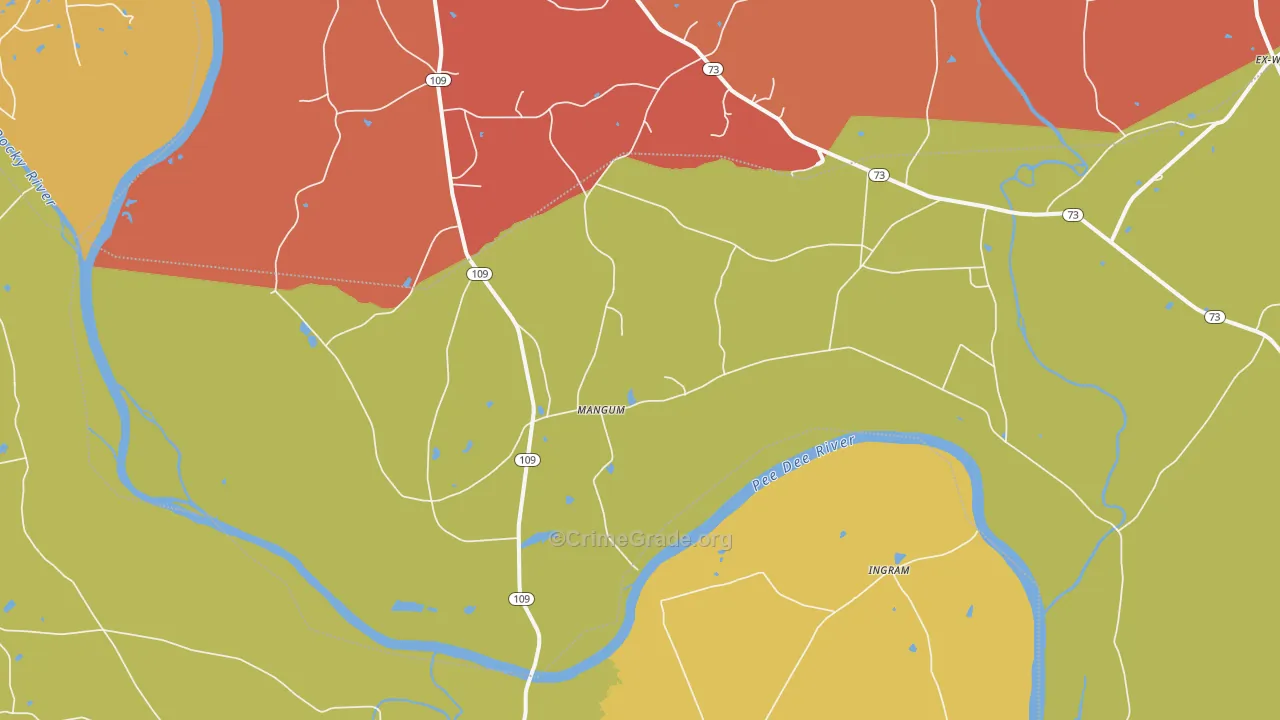 Mangum, NC Map of Vandalism Rates