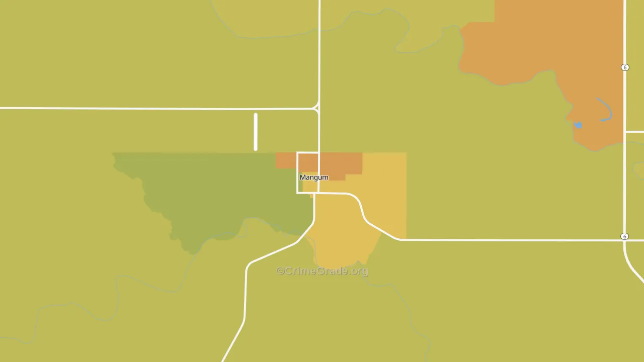 Mangum, OK Map of Vandalism Rates