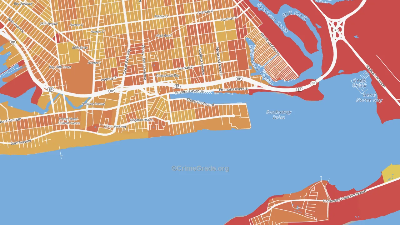 Manhattan Beach, Brooklyn, NY Map of Vandalism Rates
