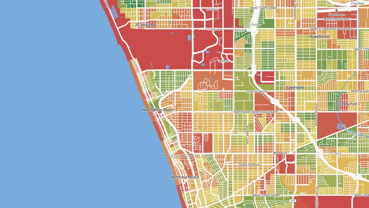 Manhattan Beach, CA Map of Vandalism Rates