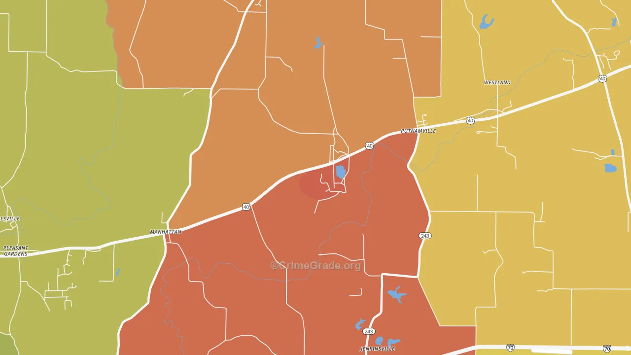 Manhattan, IN Map of Vandalism Rates