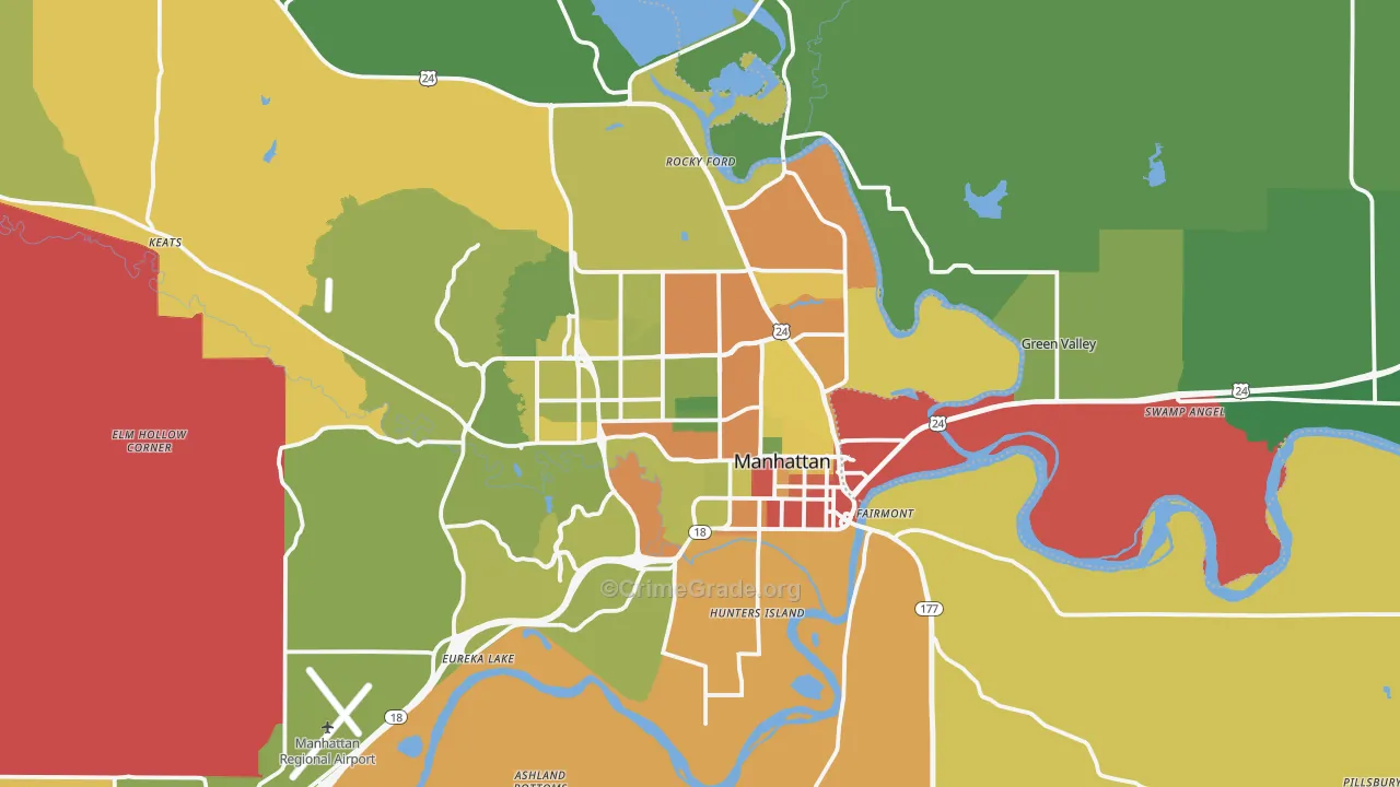 Manhattan, KS Map of Vandalism Rates