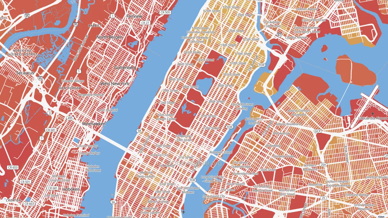Manhattan, NY Map of Vandalism Rates