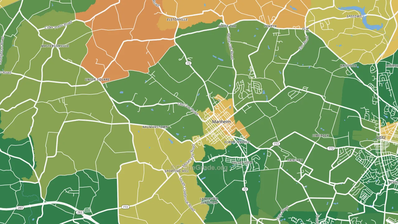 Manheim, PA Map of Vandalism Rates