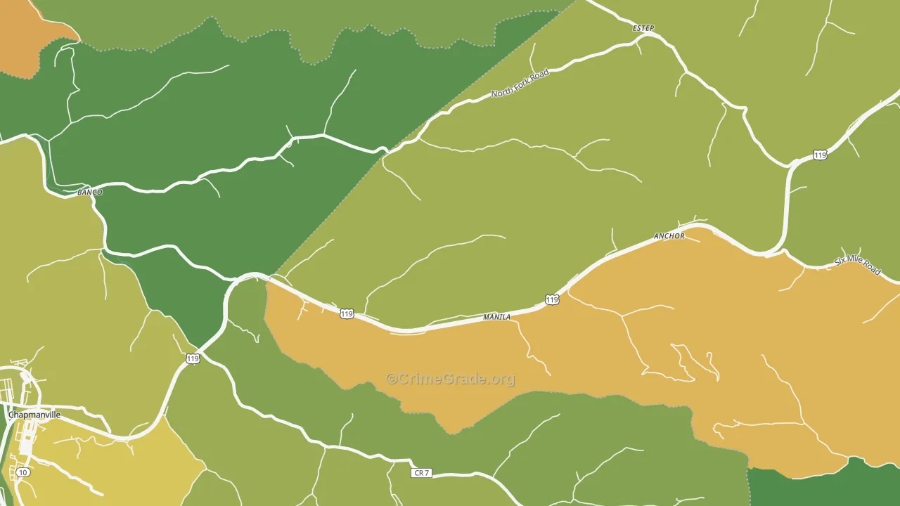 Manila, WV Map of Vandalism Rates