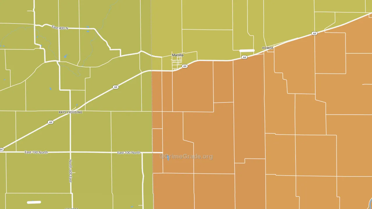 Manilla, IN Map of Vandalism Rates