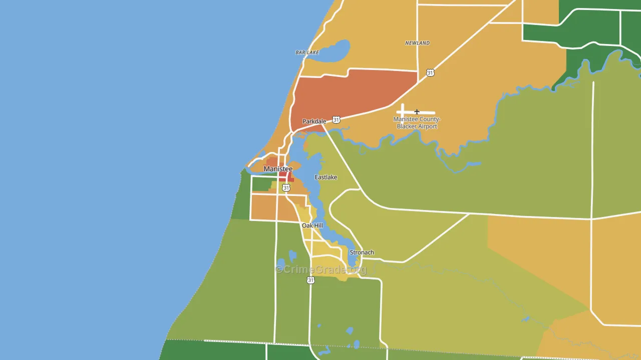 Manistee, MI Map of Vandalism Rates