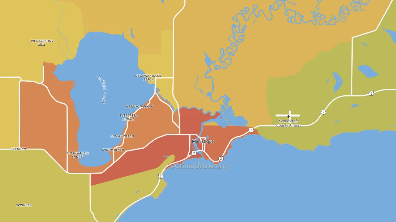 Manistique, MI Map of Vandalism Rates