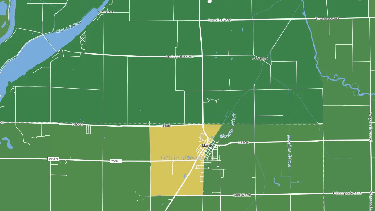 Manito, IL Map of Vandalism Rates