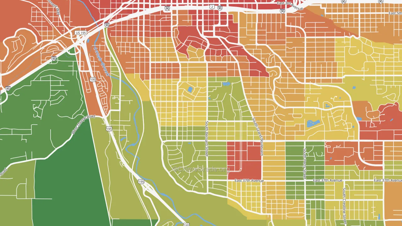 Manitocannon Hill, Spokane, WA Map of Vandalism Rates