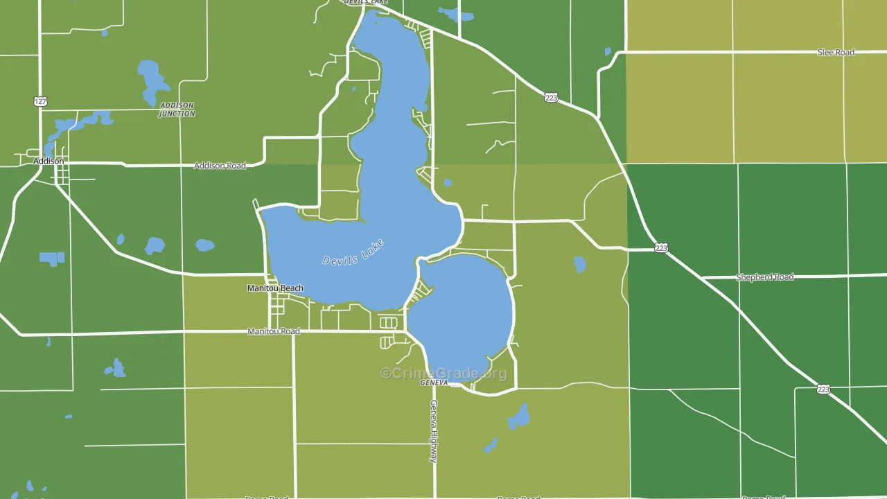 Manitou Beach, MI Map of Vandalism Rates