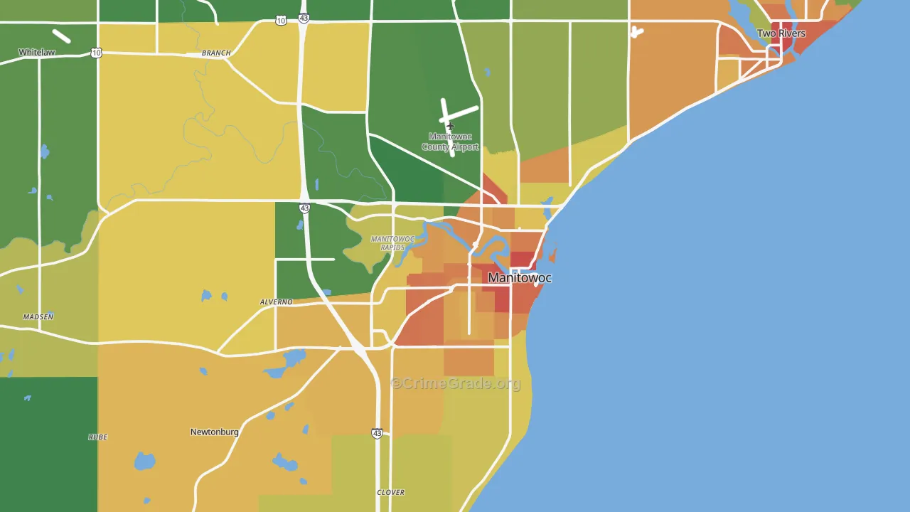 Manitowoc, WI Map of Vandalism Rates