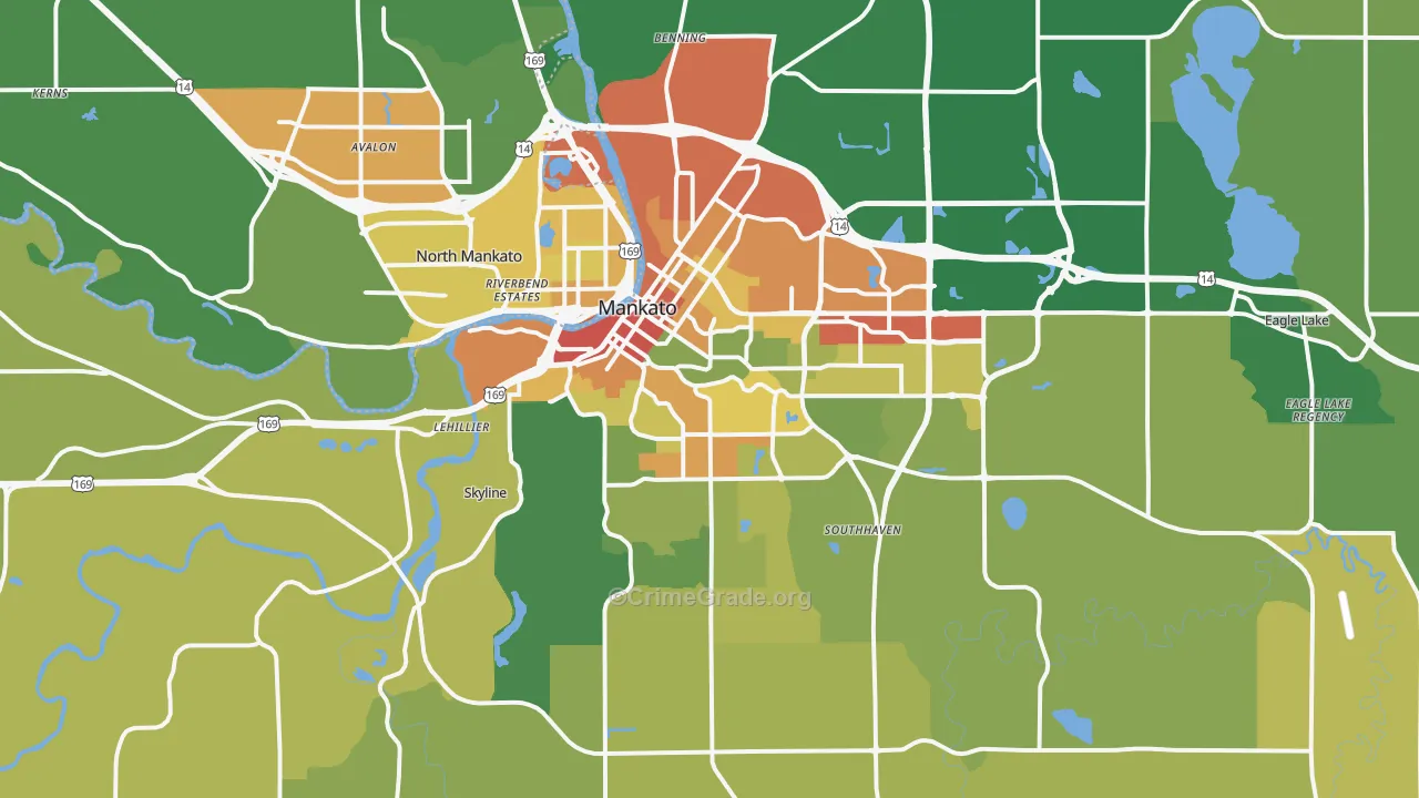 Mankato, MN Map of Vandalism Rates