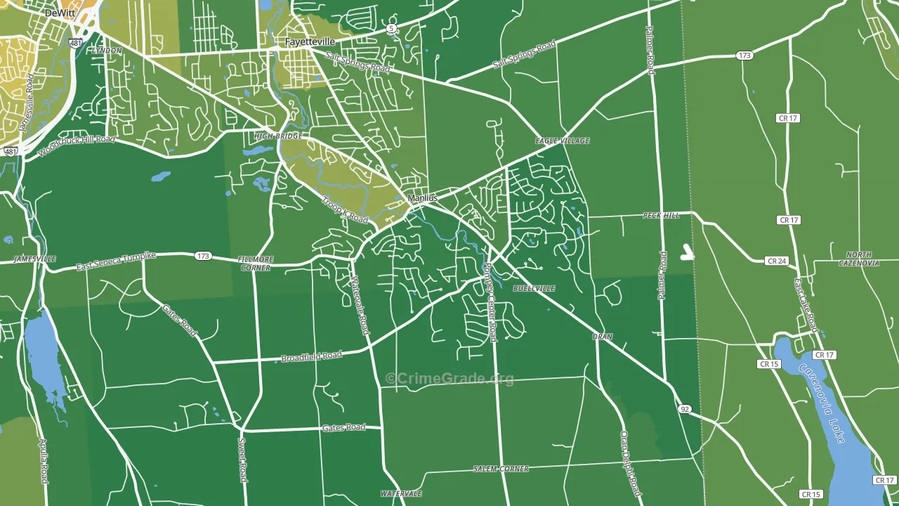Manlius, NY Map of Vandalism Rates