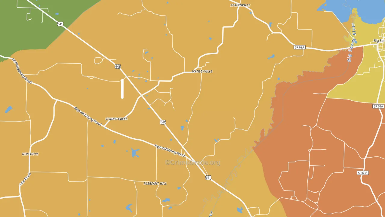 Manlyville, TN Map of Vandalism Rates