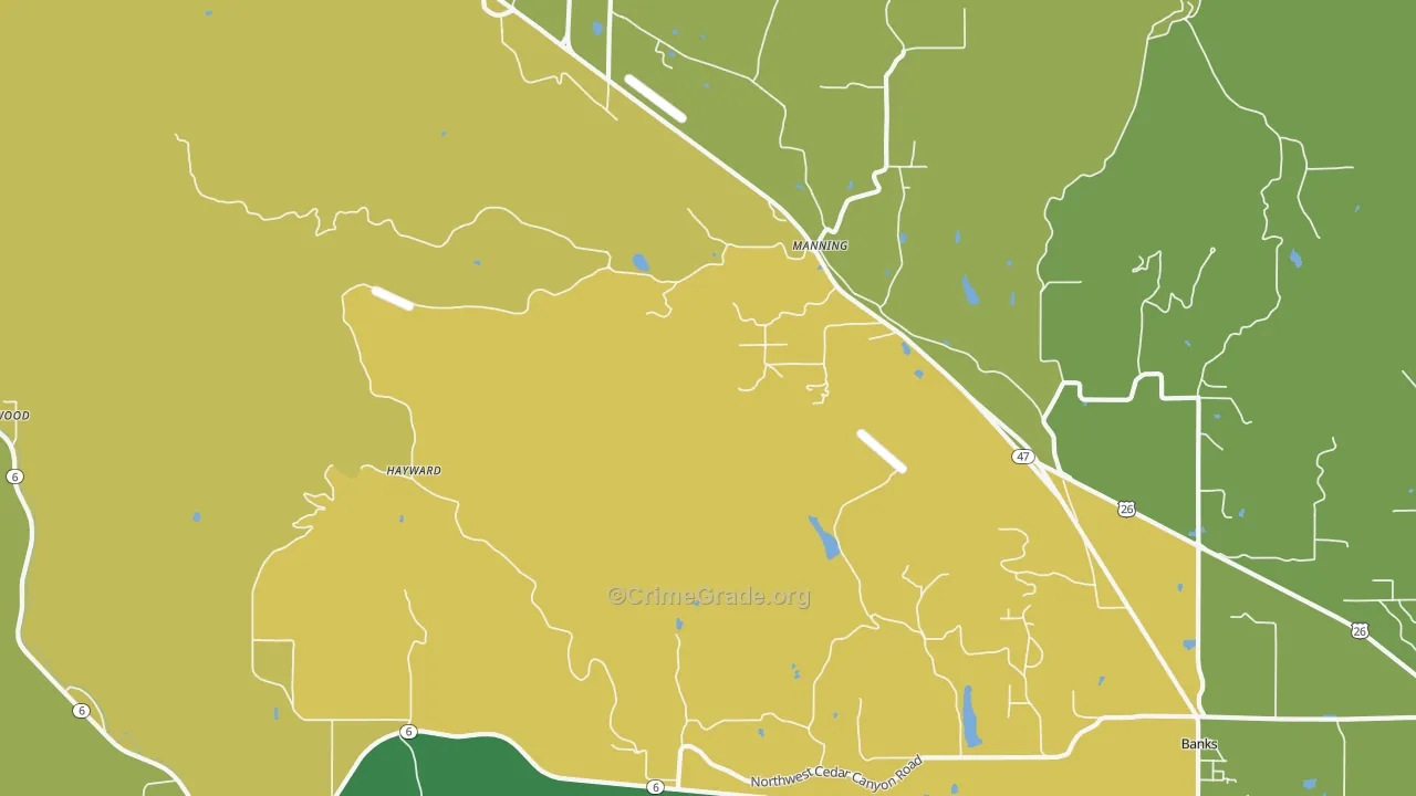 Manning, OR Map of Vandalism Rates