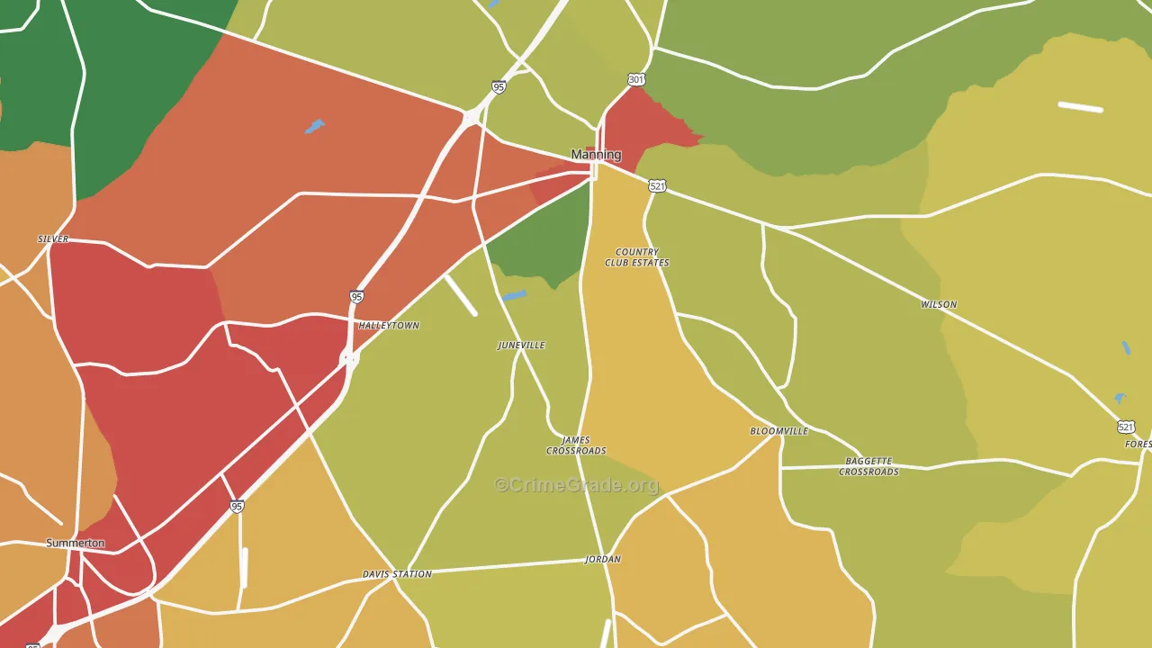 Manning, SC Map of Vandalism Rates
