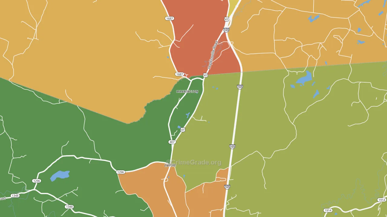 Mannington, KY Map of Vandalism Rates