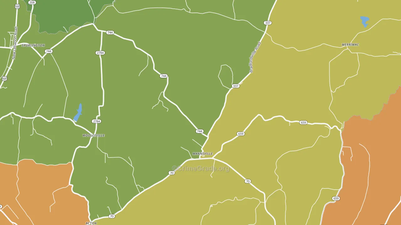 Mannsville, KY Map of Vandalism Rates