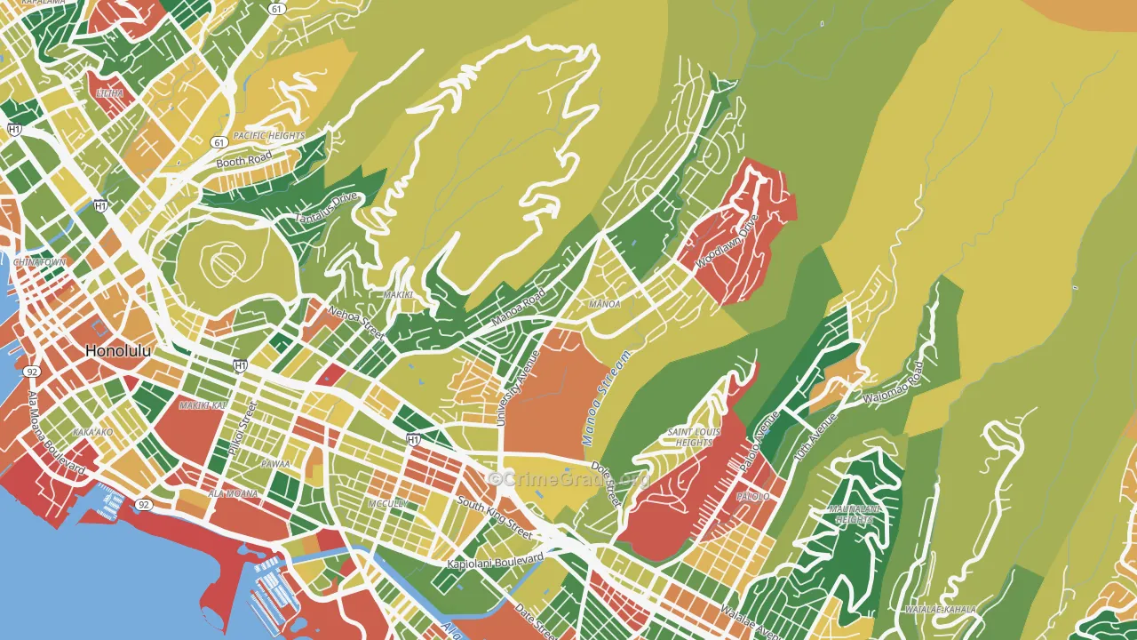 Manoa, Honolulu, HI Map of Vandalism Rates