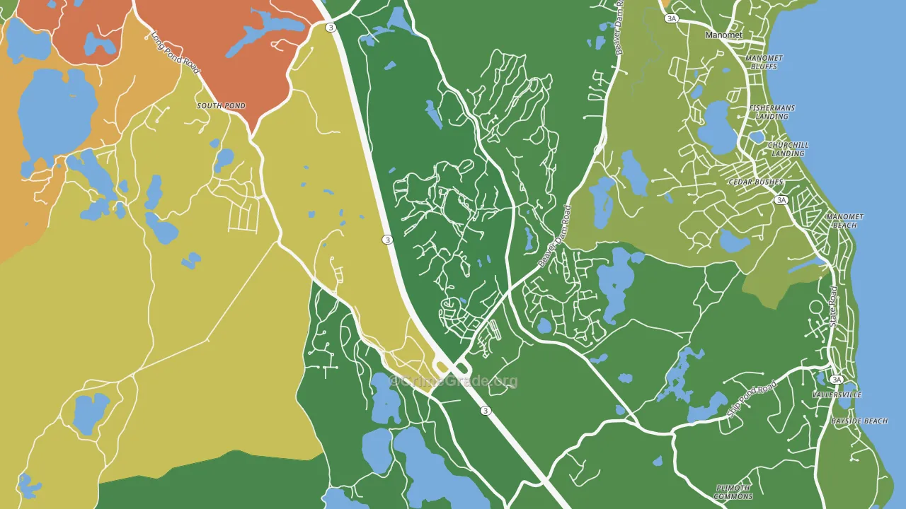 Manomet, MA Map of Vandalism Rates